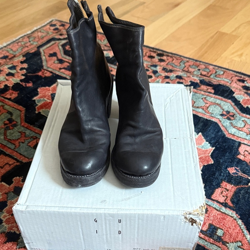 Guidi Dark Leather Ankle Booties